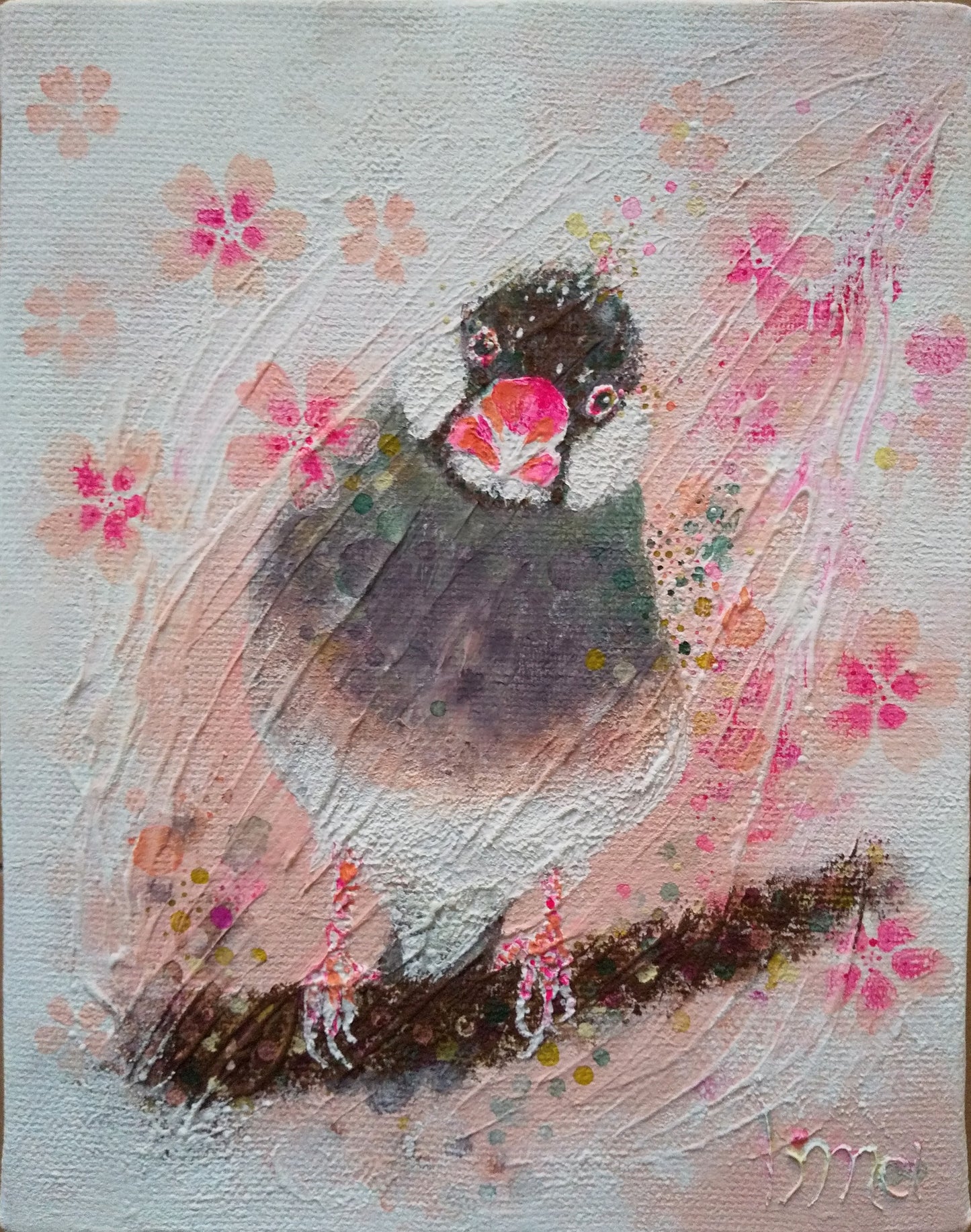 桜を浴びる文鳥 / bimako